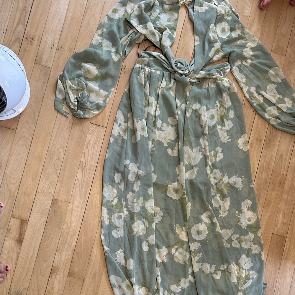 Forever 21 Sage Floral Long Sleeve Dress